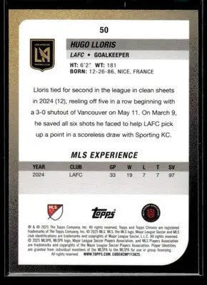 2025 Topps Chrome MLS Hugo Lloris #50 Los Angeles FC - Soccer Card Single