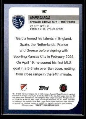 2025 Topps Chrome MLS Manu García #167 Sporting Kansas City - Soccer Card Single
