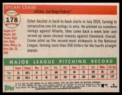 2025 Topps Chrome Platinum #178 Dylan Cease