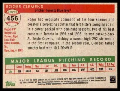 2025 Topps Chrome Platinum Blue Prism Refractors #456 Roger Clemens - Baseball Card Single