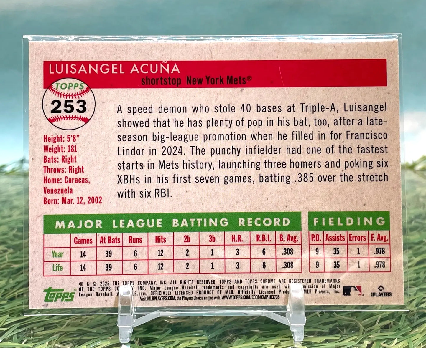 2025 Topps Chrome Platinum Luisangel Acuna Rookie Prism Refractor (RC) KM104 - Baseball Card Single