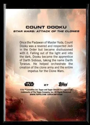2025 Topps Chrome Sapphire Star Wars #27 Count Dooku Green Sapphire #90/99 - Trading Card