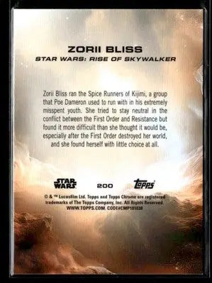 2025 Topps Chrome Star Wars #200 Zorii Bliss - Trading Card
