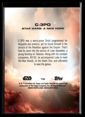 2025 Topps Chrome Star Wars C-3PO #13 A New Hope - Star Wars Card Single