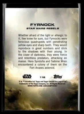 2025 Topps Chrome Star Wars Fyrnock #118 Rebels - Star Wars Card Single