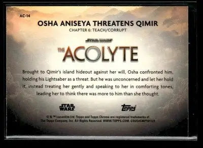 2025 Topps Chrome Star Wars Osha Aniseya Threatens Qimir #AC-14 Acolyte - Star Wars Card Single