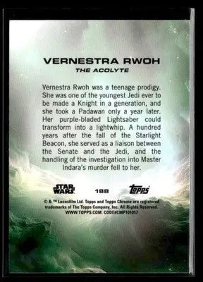 2025 Topps Chrome Star Wars Vernestra Rwoh #188 The Acolyte - Star Wars Card Single