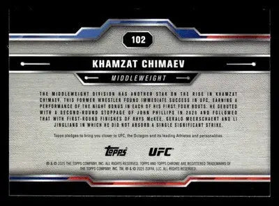 2025 Topps Chrome UFC #102 Khamzat Chimaev X-Fractor - UFC/MMA Card Single