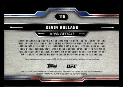2025 Topps Chrome UFC #110 Kevin Holland - UFC/MMA Card Single