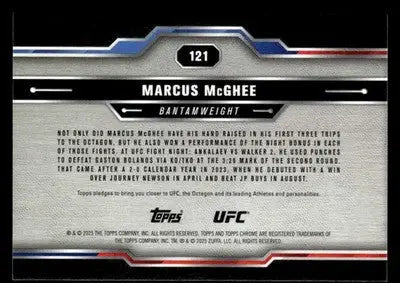 2025 Topps Chrome UFC #121 Marcus McGhee - UFC/MMA Card Single