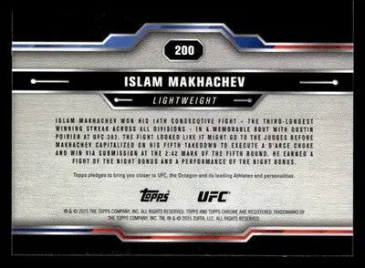 2025 Topps Chrome UFC #200 Islam Makhachev - UFC/MMA Card Single