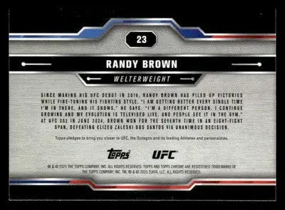 2025 Topps Chrome UFC #23 Randy Brown - UFC/MMA Card Single