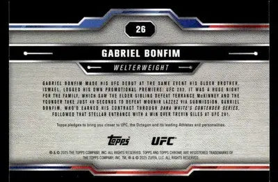 2025 Topps Chrome UFC #26 Gabriel Bonfim - UFC/MMA Card Single