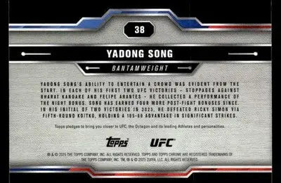 2025 Topps Chrome UFC #38 Yadong Song - UFC/MMA Card Single