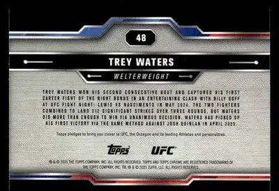 2025 Topps Chrome UFC #48 Trey Waters - UFC/MMA Card Single