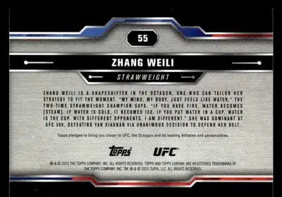 2025 Topps Chrome UFC #55 Zhang Weili - UFC/MMA Card Single