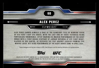 2025 Topps Chrome UFC #60 Alex Perez - UFC/MMA Card Single