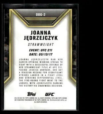 2025 Topps Chrome UFC Joanna Jędrzejczyk #DBG-2 Dare to Be Great UFC