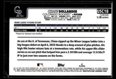 2025 Topps Chrome Update Chase Dollander #USC18 RC Colorado Rockies