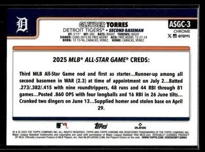 2025 Topps Chrome Update Gleyber Torres #ASGC-3 2025 All-Star Game Tigers