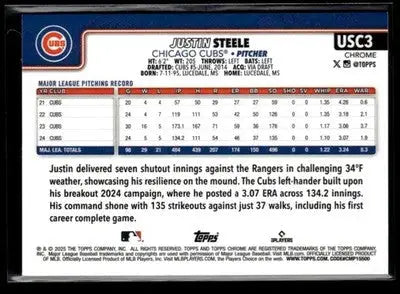 2025 Topps Chrome Update Justin Steele #USC3 Chicago Cubs
