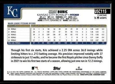 2025 Topps Chrome Update Kris Bubic #USC115 Kansas City Royals