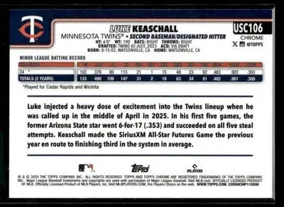 2025 Topps Chrome Update Luke Keaschall #USC106 RC Minnesota Twins