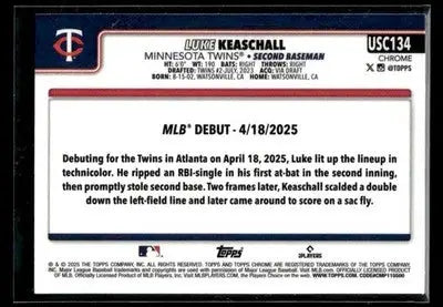 2025 Topps Chrome Update Luke Keaschall #USC134 Minnesota Twins