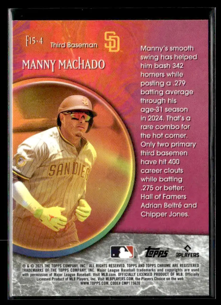 2025 Topps Chrome Update Manny Machado #F15-4 Fortune 15 San Diego Padres