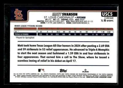 2025 Topps Chrome Update Matt Svanson #USC5 RC St. Louis Cardinals