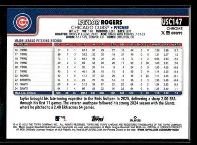 2025 Topps Chrome Update Taylor Rogers #USC147 Chicago Cubs