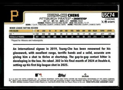 2025 Topps Chrome Update Tsung-Che Cheng #USC74 X-Fractors RC Pittsburgh Pirates