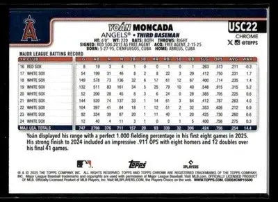 2025 Topps Chrome Update Yoán Moncada #USC22 Los Angeles Angels