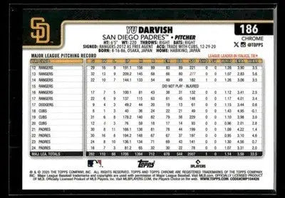 2025 Topps Chrome Yu Darvish #186 San Diego Padres