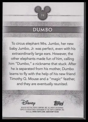 2025 Topps Disney Mint Dumbo #74 Silver Base Dumbo - Non-Sports Card Single
