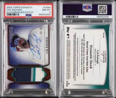 2025 Topps Dynasty Cal Raleigh Patch Auto Autograph 10/10 Mariners PSA 8 - Baseball Card Single