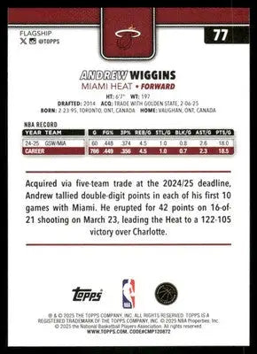 2025 Topps Flagship Andrew Wiggins #77 Basketball - Basketball Card Single