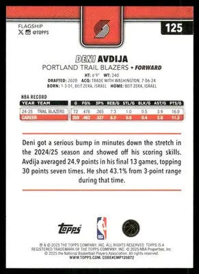 2025 Topps Flagship Basketball Deni Avdija #125 Basketball - Basketball Card Single