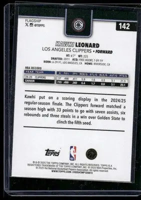 2025 Topps Flagship Kawhi Leonard #142 Basketball - Basketball Card Single