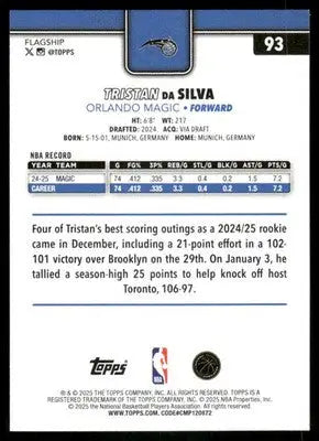 2025 Topps Flagship Tristan da Silva #93 Basketball - Basketball Card Single