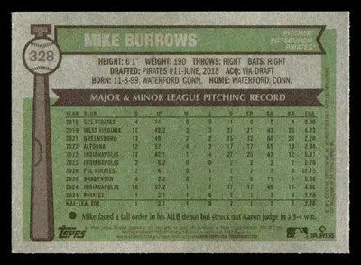 2025 Topps Heritage #328 Mike Burrows - Baseball Card Single