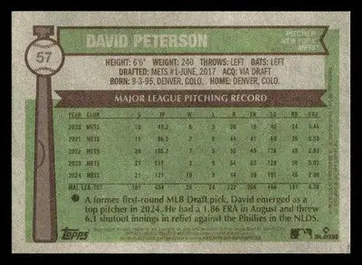 2025 Topps Heritage #57 David Peterson - Baseball Card Single