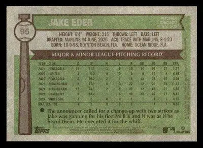 2025 Topps Heritage #95 Jake Eder - Baseball Card Single