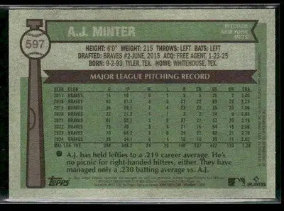 2025 Topps Heritage A.J. Minter #597 New York Mets