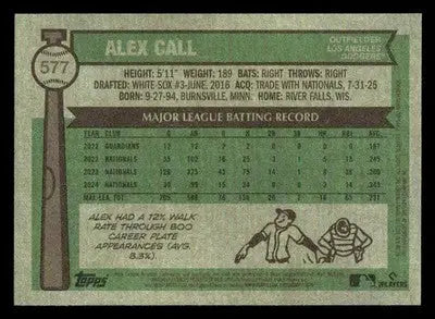 2025 Topps Heritage Alex Call #577 Los Angeles Dodgers - Baseball Card Single