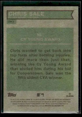 2025 Topps Heritage Chris Sale #AW-5 Award Winners Atlanta Braves