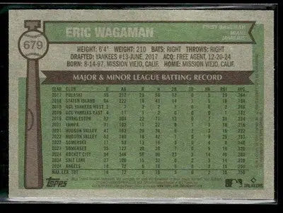 2025 Topps Heritage Eric Wagaman #679 RC Miami Marlins