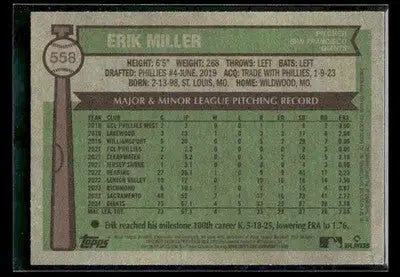 2025 Topps Heritage Erik Miller #558 San Francisco Giants