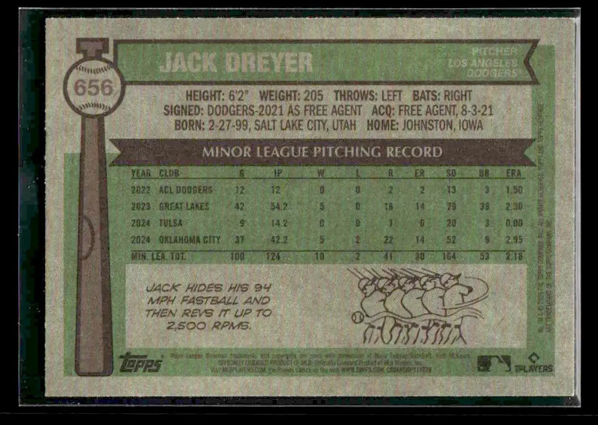 2025 Topps Heritage Jack Dreyer #656 RC Los Angeles Dodgers