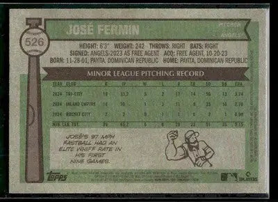 2025 Topps Heritage José Fermin #526 RC Los Angeles Angels